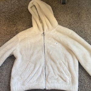 White fuzzy abercrombie teddy jacket